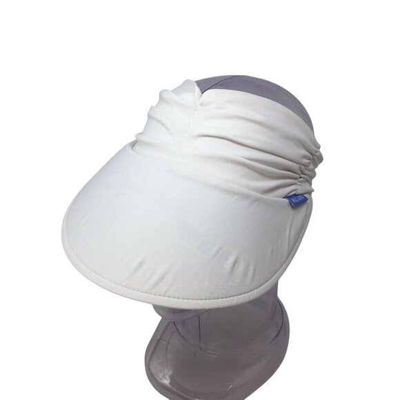 Wallaroo Aqua Visor Sun Hat Lycra Floating White Adjustable Tie Beach Stretch - Picture 2 of 8